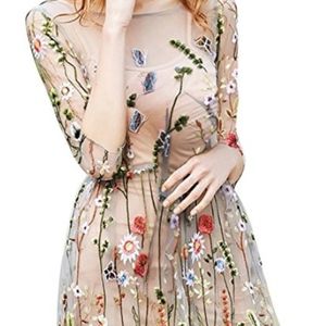 BRAND NEW Sheer embroidered floral dress